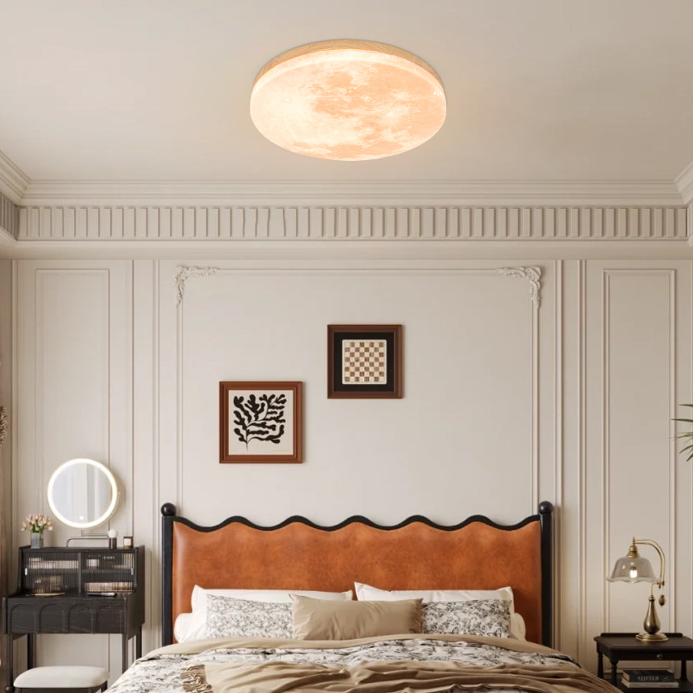 Moon Round Flush Ceiling Light Soft Ambient Indoor Lighting
