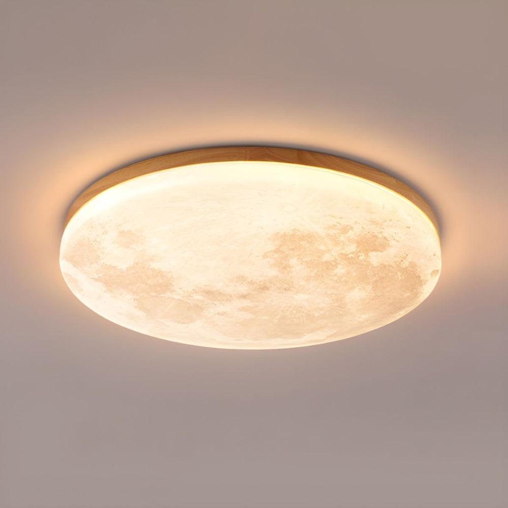 Moon Round Flush Ceiling Light Soft Ambient Indoor Lighting
