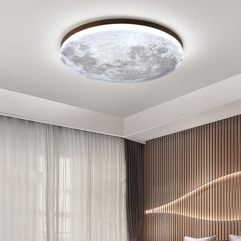 Moon Round Flush Ceiling Light Soft Ambient Indoor Lighting