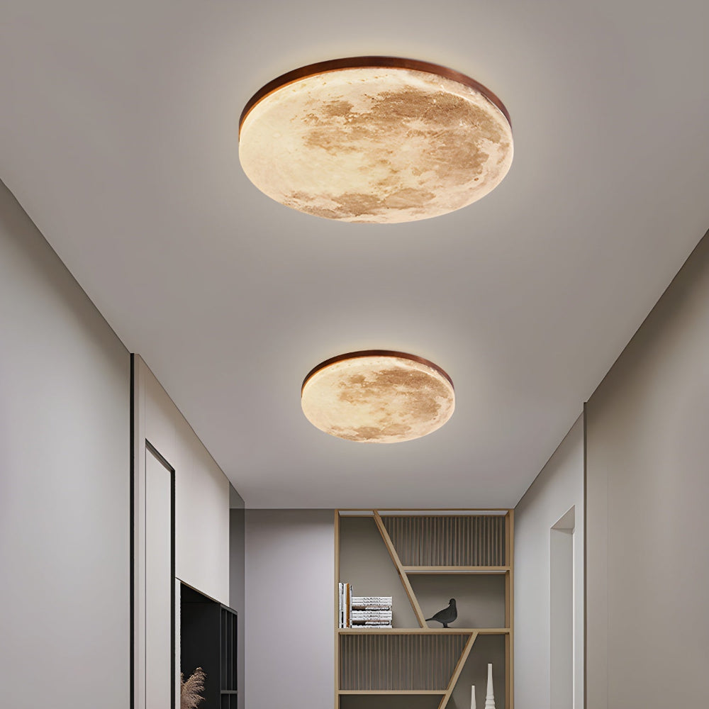 Moon Round Flush Ceiling Light Soft Ambient Indoor Lighting