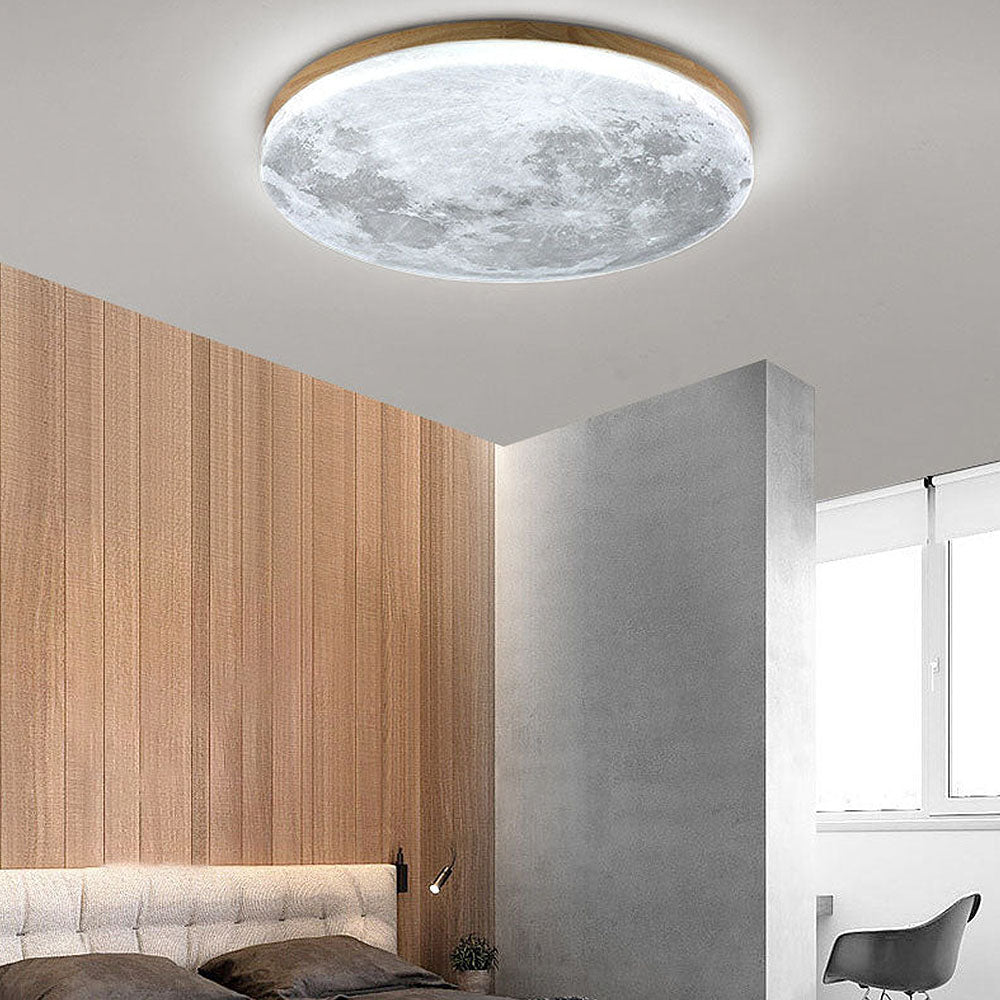 Moon Round Flush Ceiling Light Soft Ambient Indoor Lighting