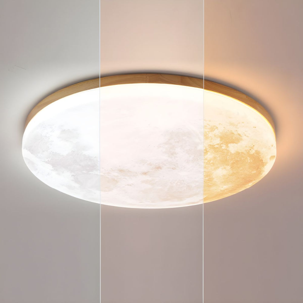 Moon Round Flush Ceiling Light Soft Ambient Indoor Lighting