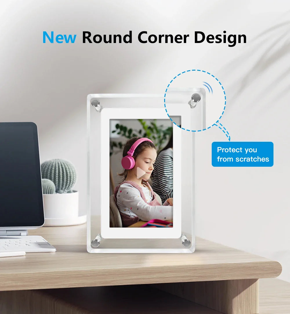 Portable Digital Photo Frame Acrylic IPS Display Rechargeable Home Decor - Image 4