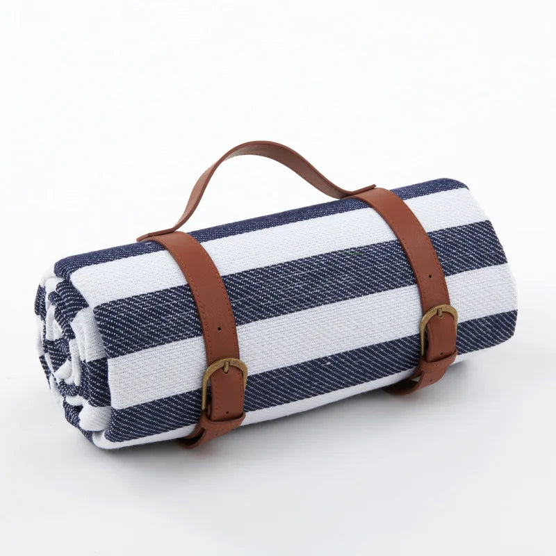 Plaid Picnic Blanket Foldable Outdoor Mat with Carry Strap