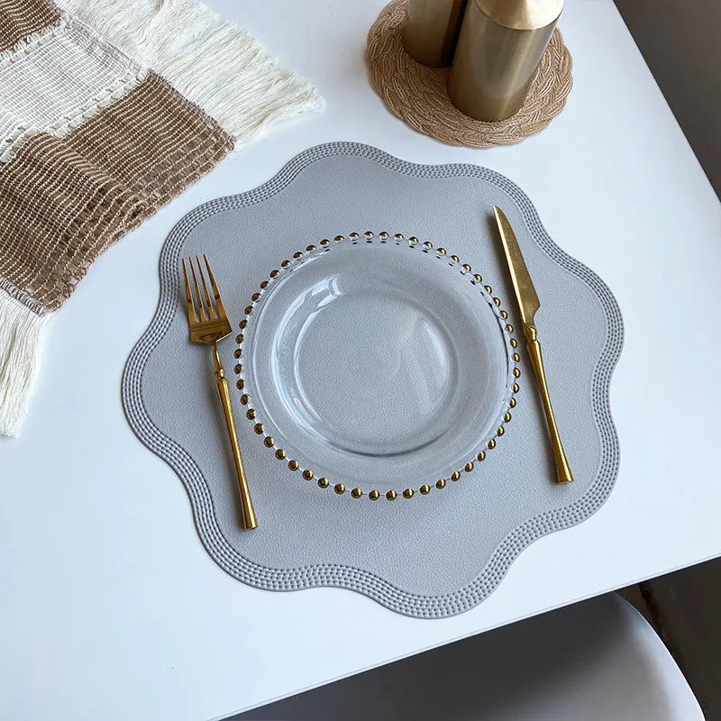 Round Faux Leather Placemats Waterproof Embossed Dining Table Set - Image 6