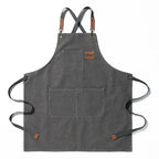 Canvas Apron Unisex Chef Work Apron Pockets Adjustable Durable - Image 7