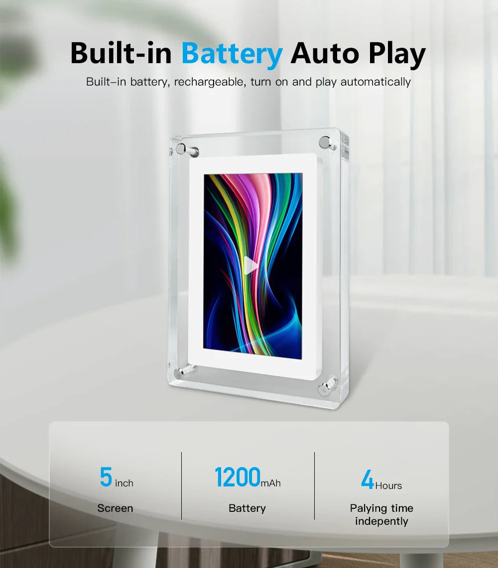 Portable Digital Photo Frame Acrylic IPS Display Rechargeable Home Decor - Image 8