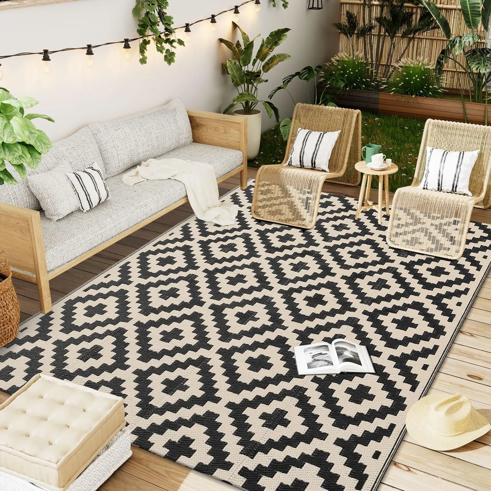 Outdoor Rug Reversible Waterproof Patio Mat Weatherproof Easy Clean - Image 8