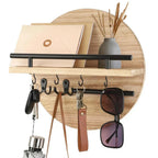 Wooden Key Holder Wall Mounted Entryway Organizer Shelf - Image 4