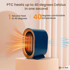 Quiet Small Electric Heater with Adjustable Thermostat