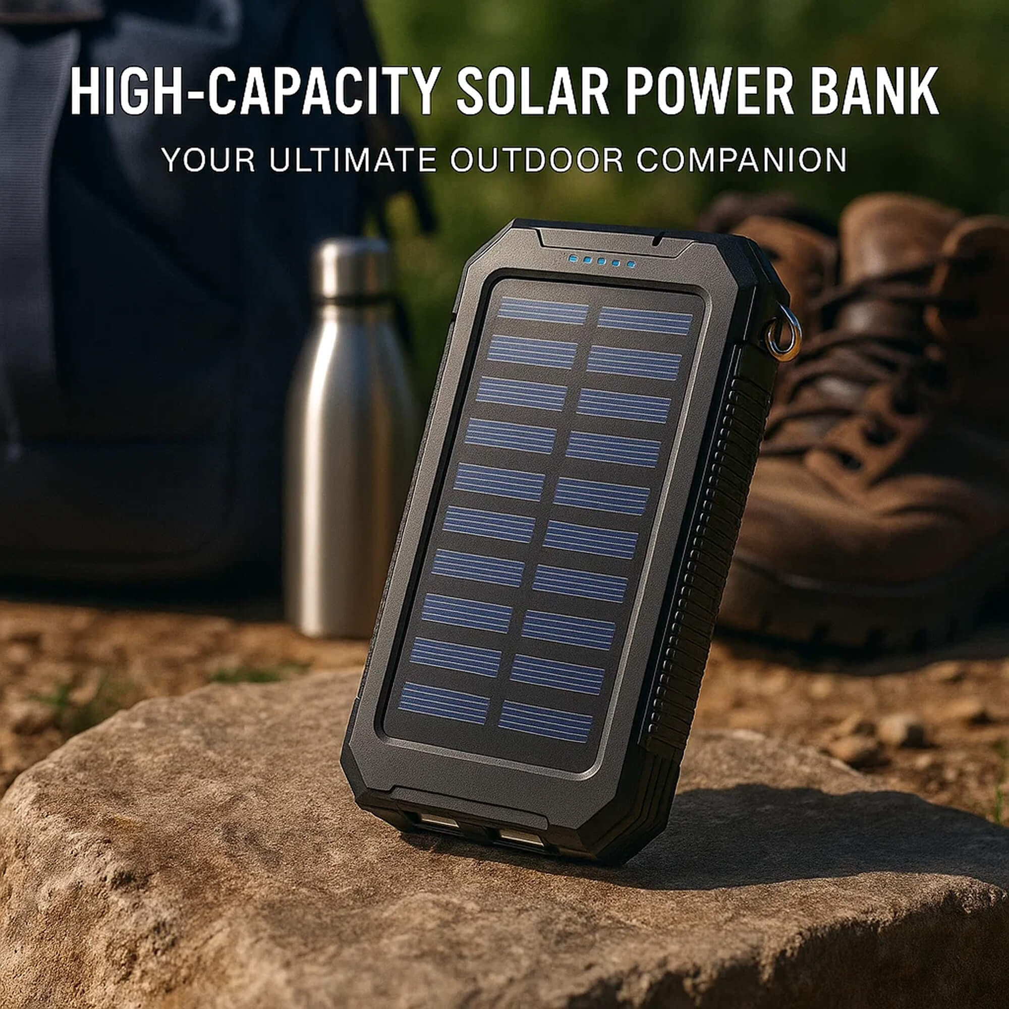 Outdoor Solar Power Bank Compact Fast-Charge Dual USB Device