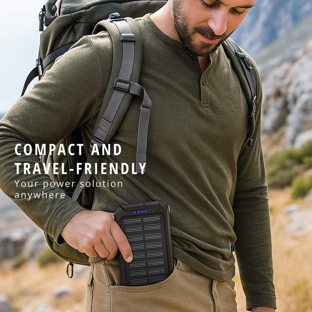 Outdoor Solar Power Bank Compact Fast-Charge Dual USB Device