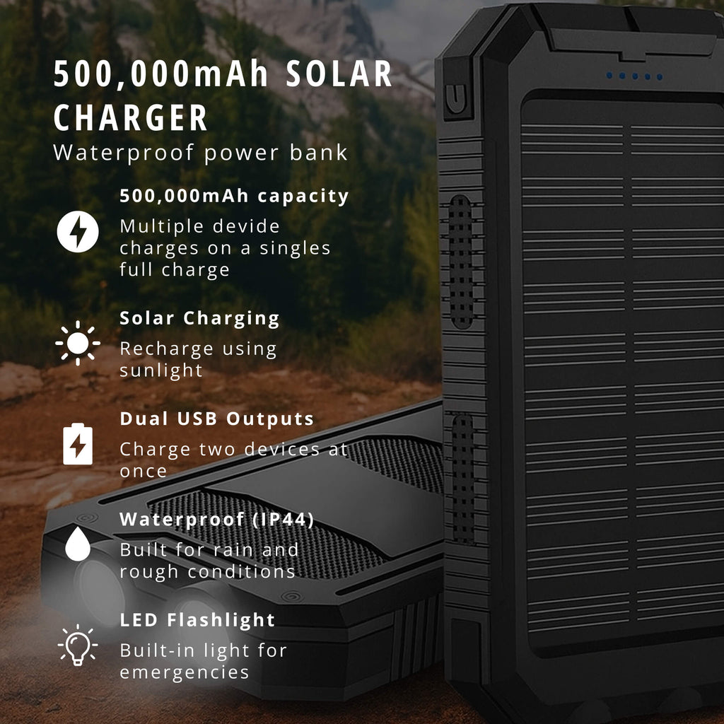 Outdoor Solar Power Bank Compact Fast-Charge Dual USB Device