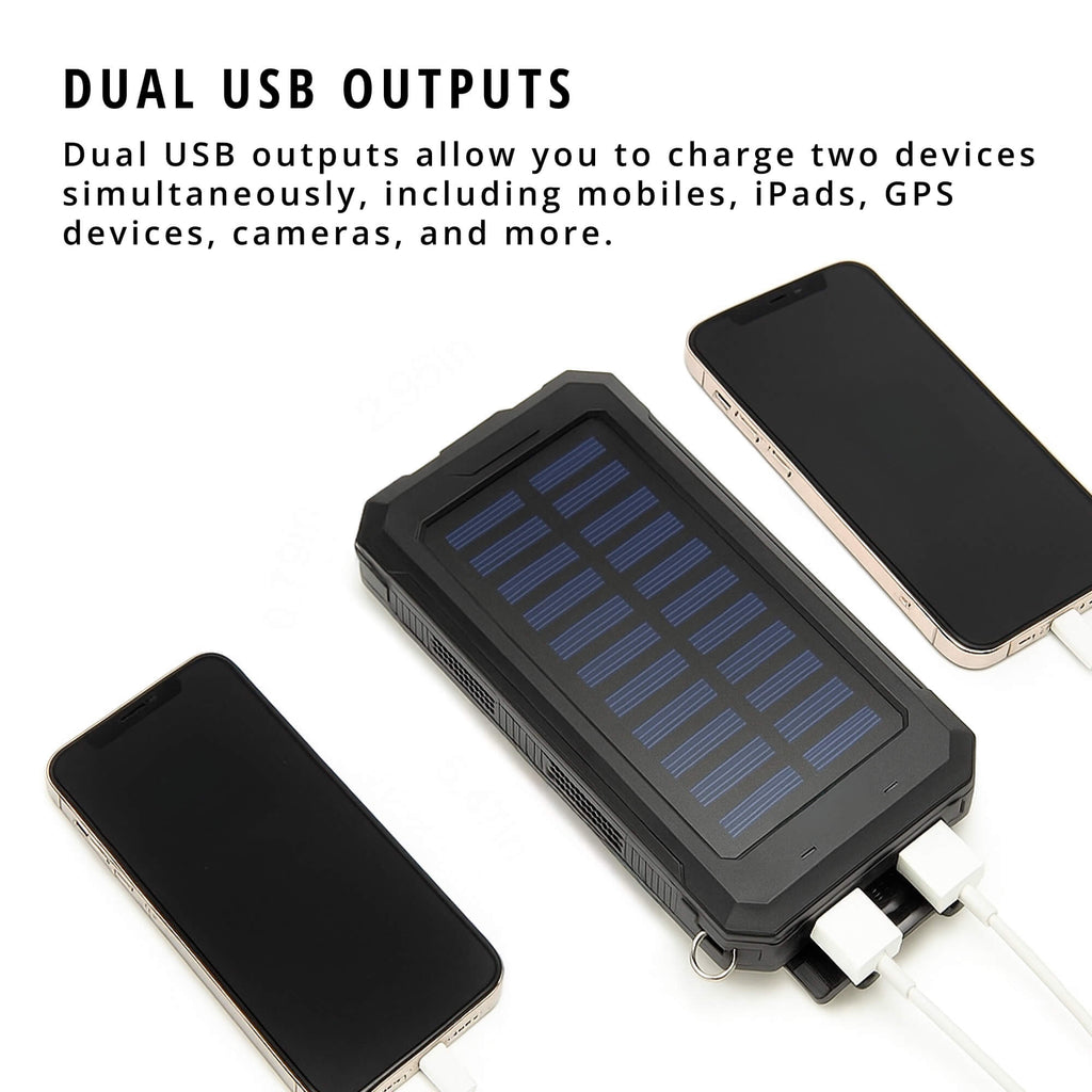 Outdoor Solar Power Bank Compact Fast-Charge Dual USB Device