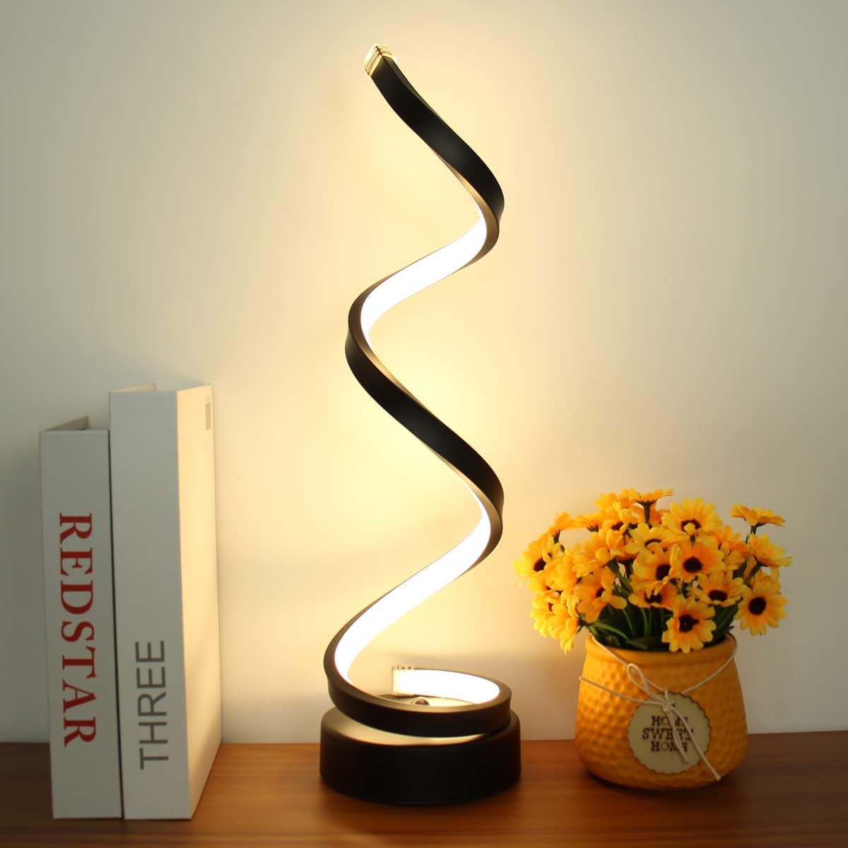 Modern Spiral LED Table Lamps with Dimmable Light