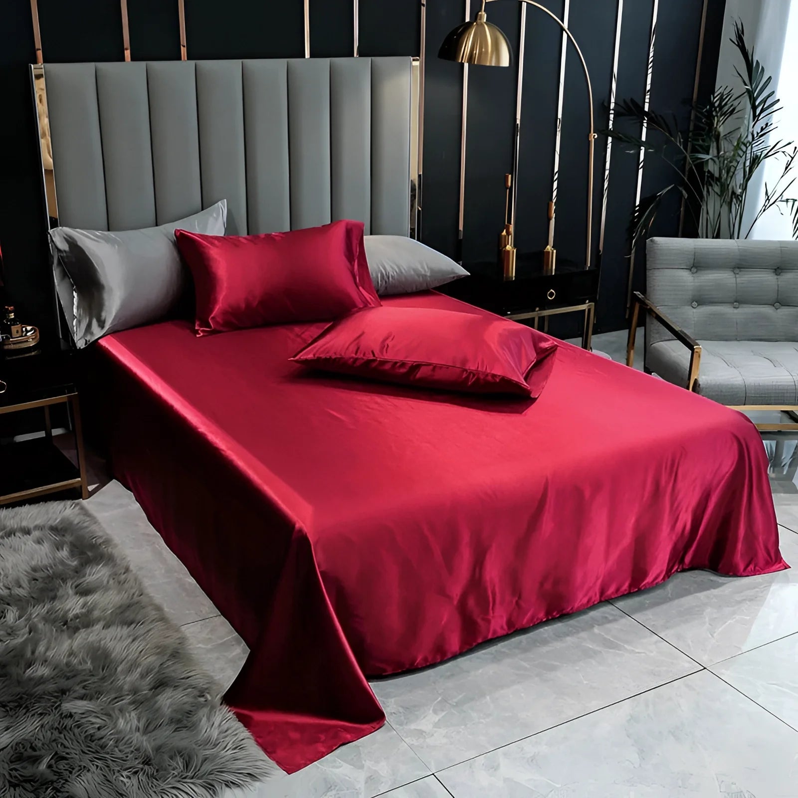 Luxury Black Silk Bedding Set | Elegant Satin Bed Sheets & Duvet Cover - Image 2