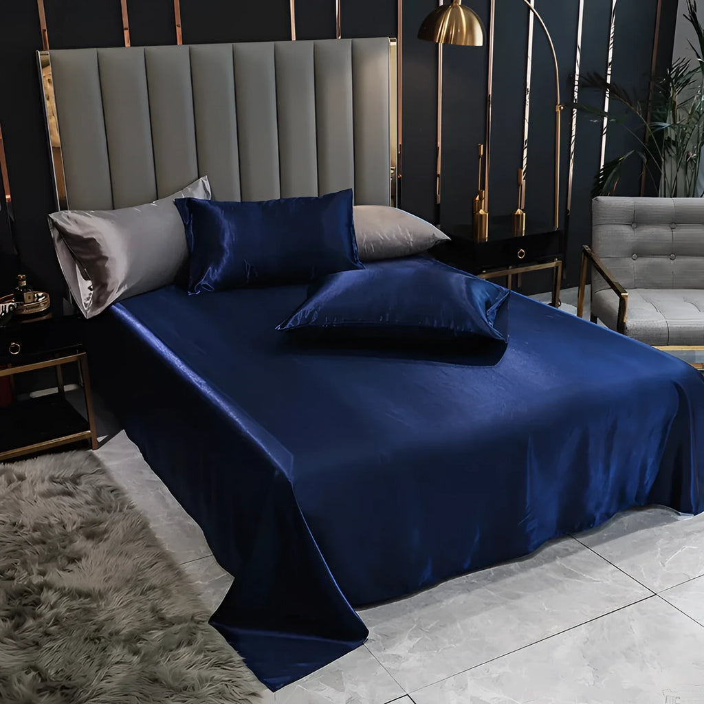 Luxury Black Silk Bedding Set | Elegant Satin Bed Sheets & Duvet Cover - Image 4