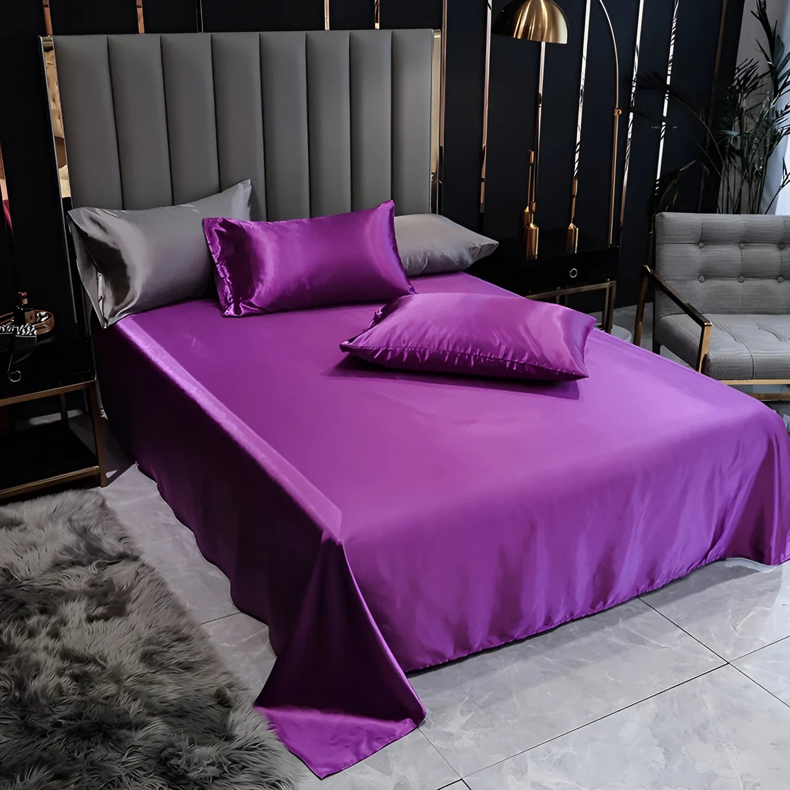 Luxury Black Silk Bedding Set | Elegant Satin Bed Sheets & Duvet Cover - Image 7