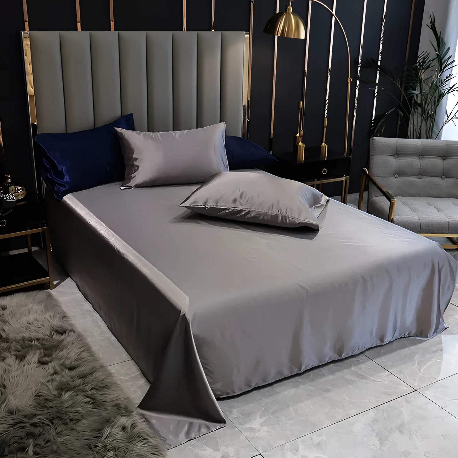 Luxury Black Silk Bedding Set | Elegant Satin Bed Sheets & Duvet Cover - Image 6