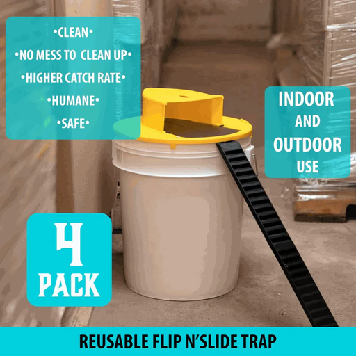 4-Pack Bucket Lid Mouse Trap Reusable Rodent Catch System