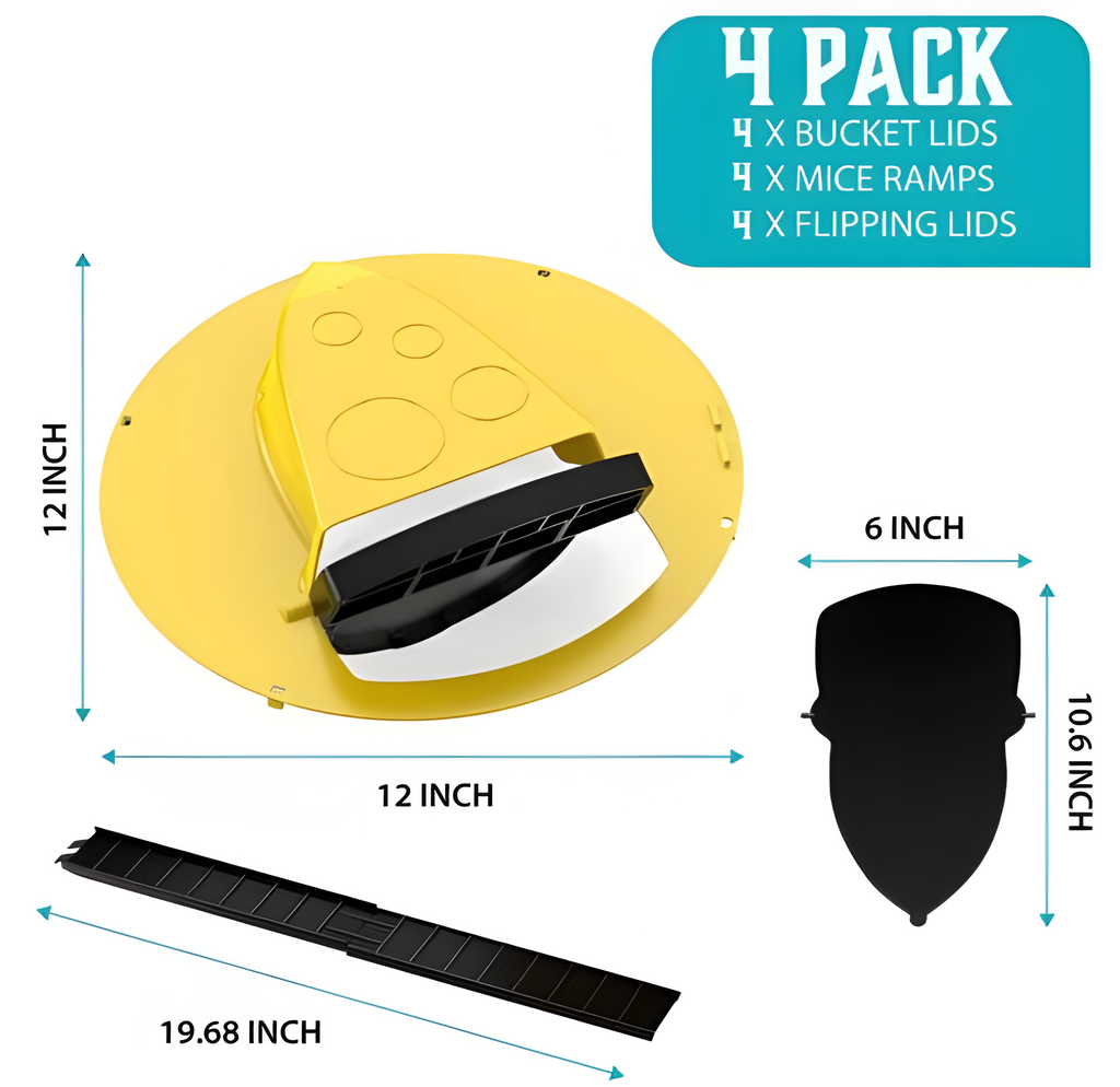 4-Pack Bucket Lid Mouse Trap Reusable Rodent Catch System