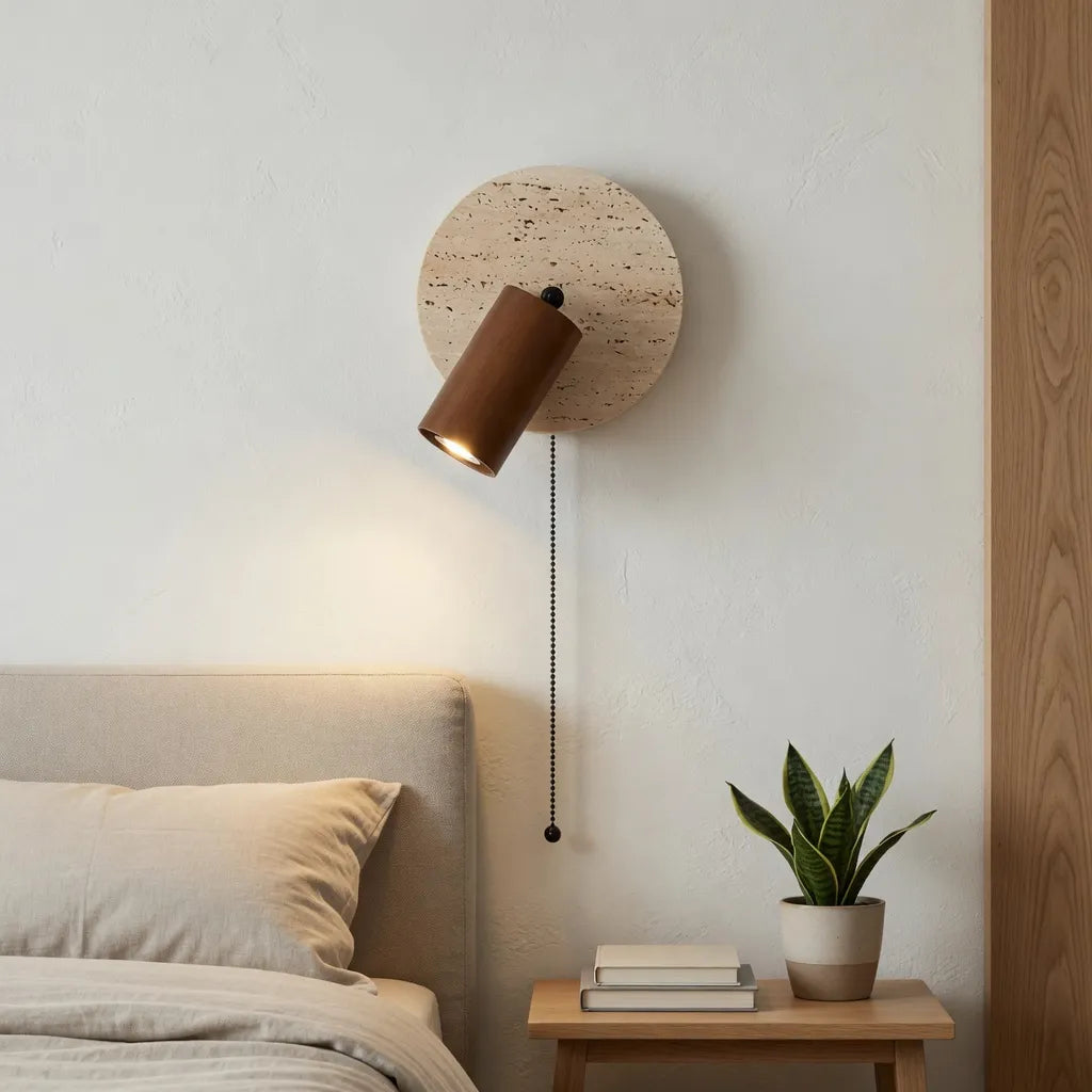 Modern Travertine Wood Wall Sconce Adjustable Spotlight - Image 7