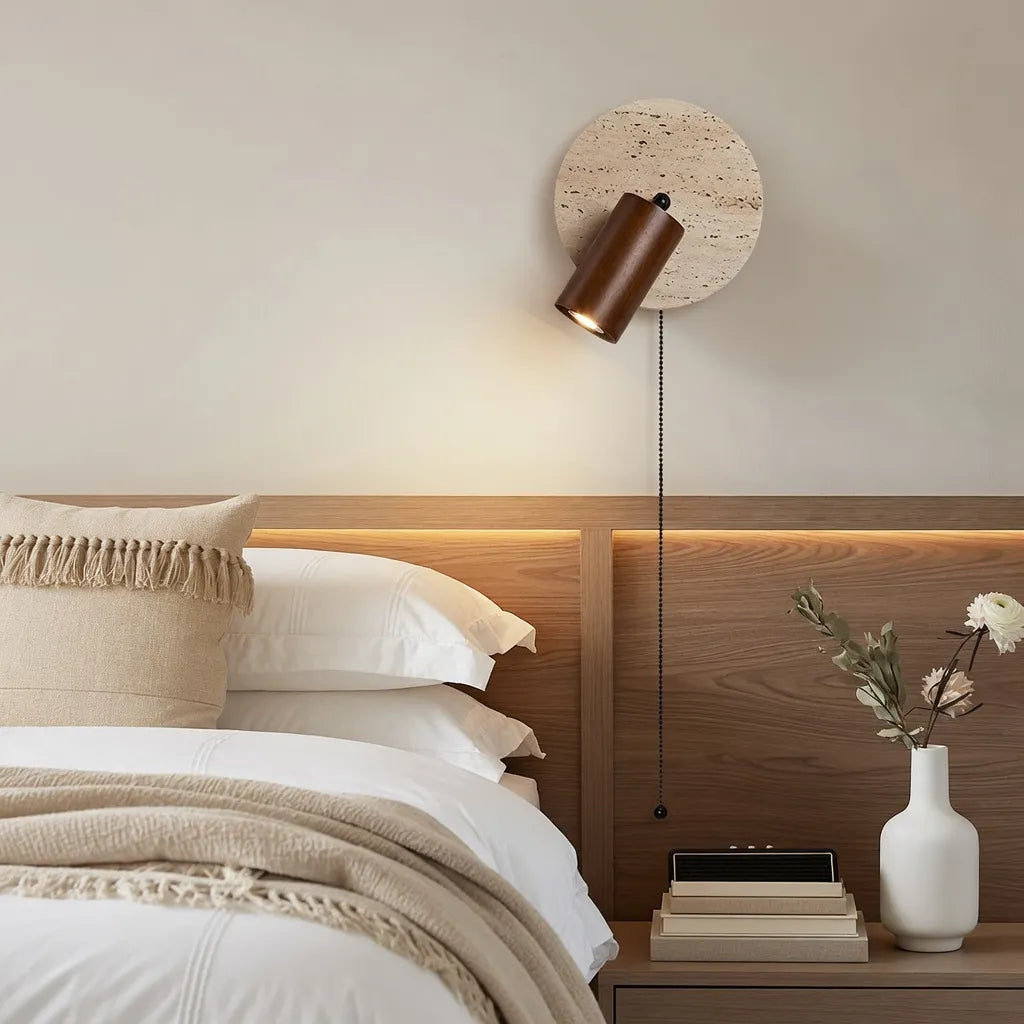 Modern Travertine Wood Wall Sconce Adjustable Spotlight - Image 8