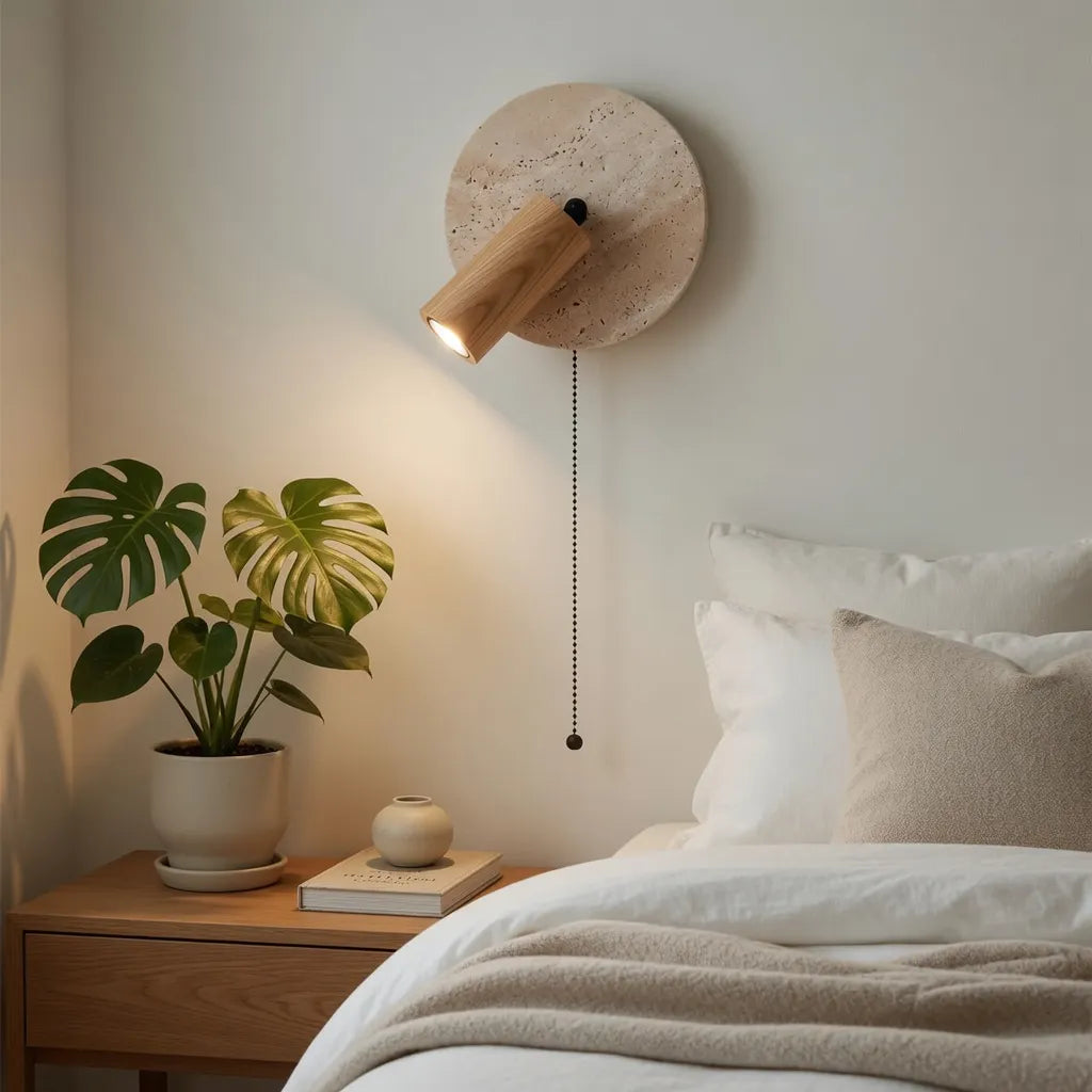 Modern Travertine Wood Wall Sconce Adjustable Spotlight - Image 10