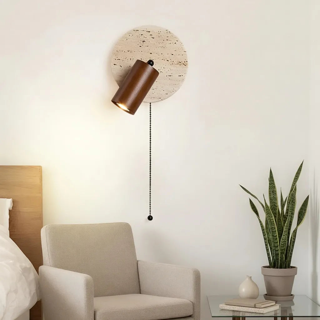 Modern Travertine Wood Wall Sconce Adjustable Spotlight - Image 4