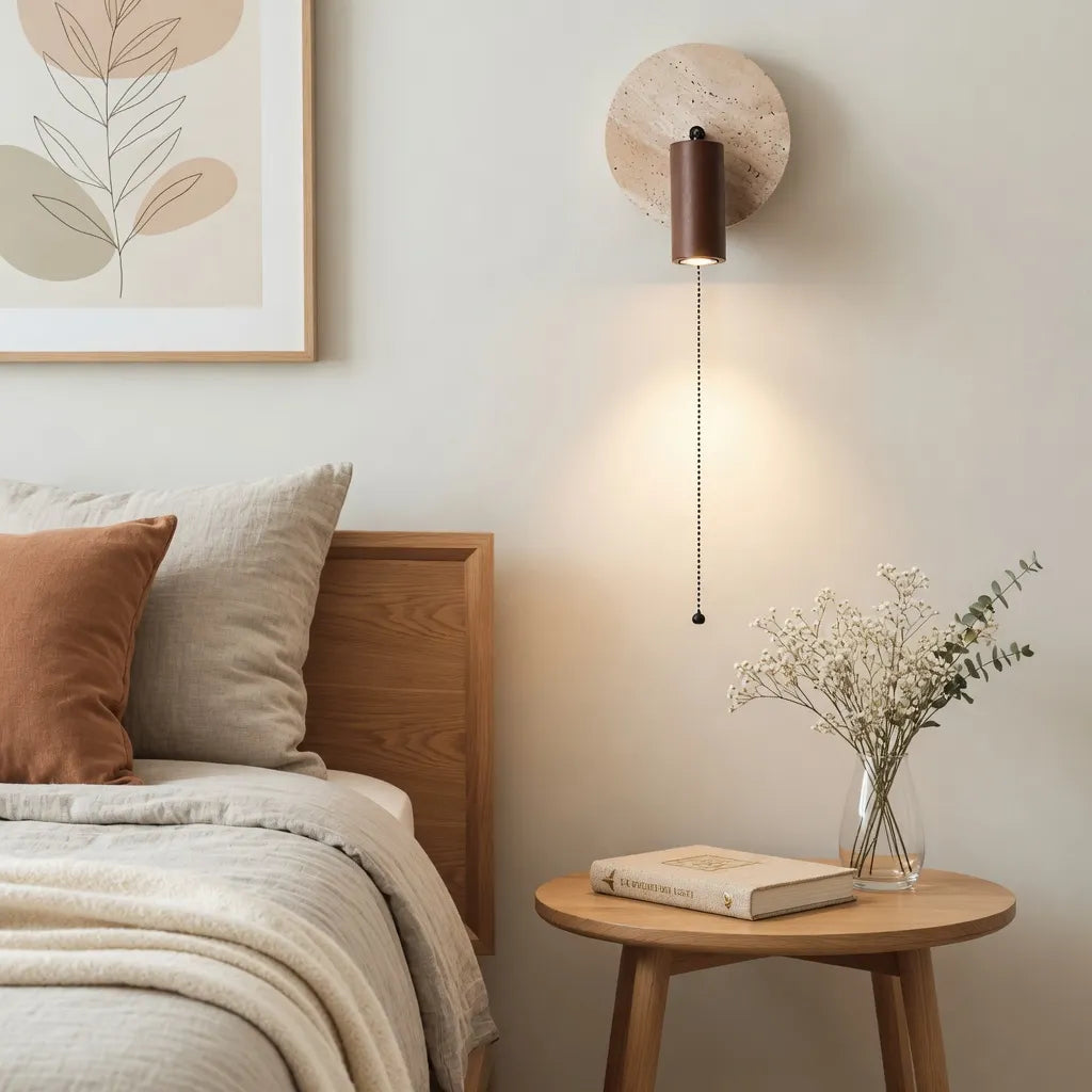 Modern Travertine Wood Wall Sconce Adjustable Spotlight - Image 5