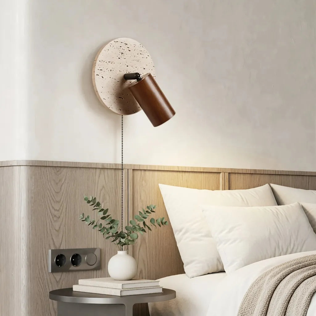 Modern Travertine Wood Wall Sconce Adjustable Spotlight - Image 6