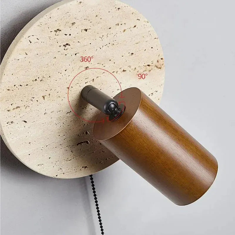 Modern Travertine Wood Wall Sconce Adjustable Spotlight - Image 13