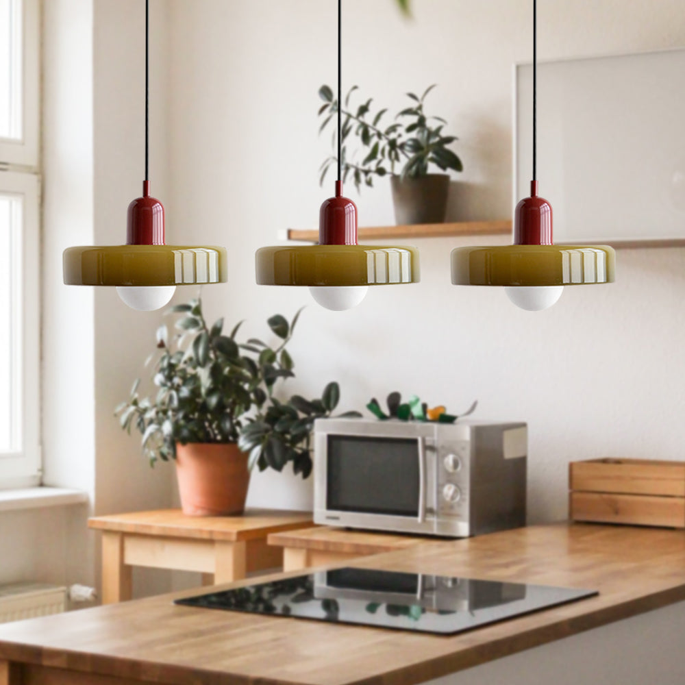 TrioLumen: Pendelleuchte 3-flammig Glas modern – farbige Hängeleuchte für Esszimmer