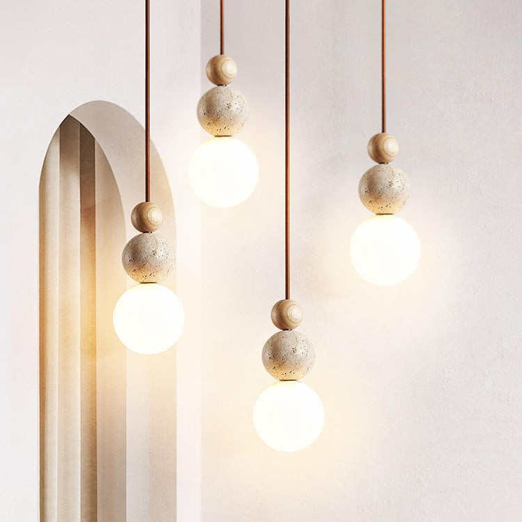 Travertine Pendant Light Minimalist Neutral-Style Hanging Light
