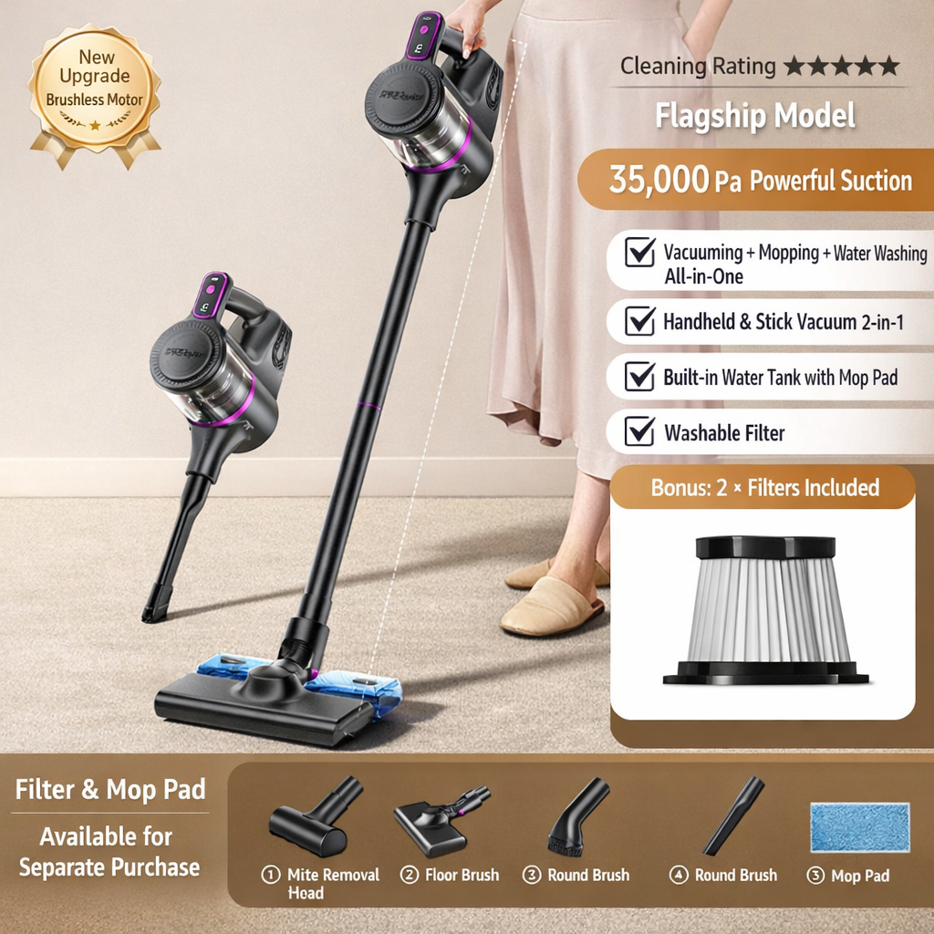 Cordless Stick Vacuum Rechargeable 2-in-1 Handheld LED Display Lightweight - Image 4