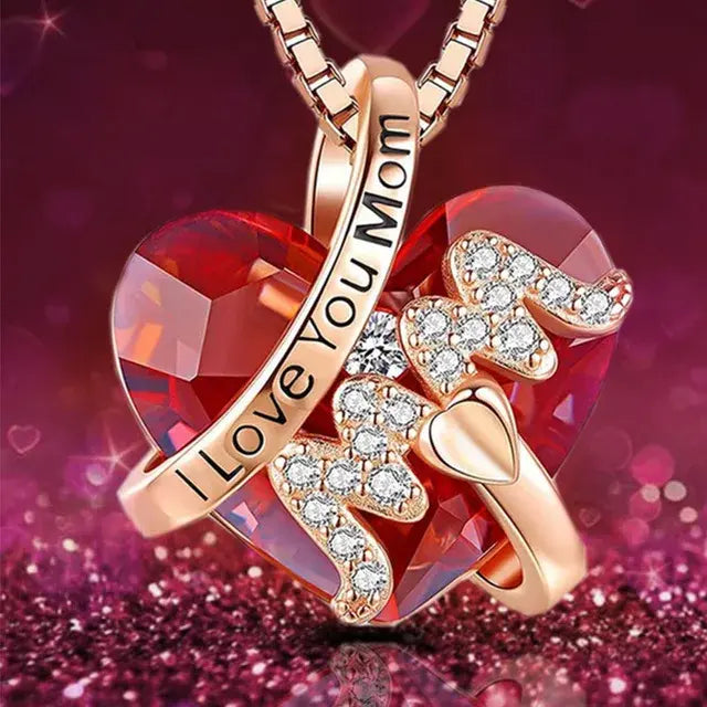 Mother’s Day Crystal Heart Necklace Elegant Jewellery Gift