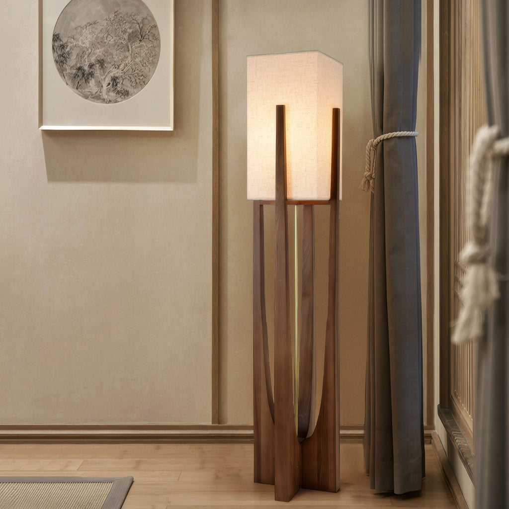 WabiLuma: LED Stehlampe Stoff & Holz – japanischer Stil & Design - Image 2