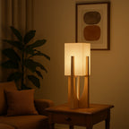 WabiLuma: LED Stehlampe Stoff & Holz – japanischer Stil & Design - Image 3