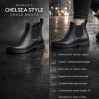 Women's Chelsea Boots Waterproof Leather Ankle Boots Slip-On Footwear - Image 5