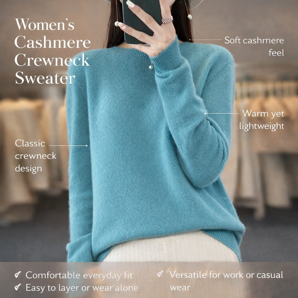 Women's Cashmere Sweater Crewneck Pullover Soft Warm Knit - Image 4