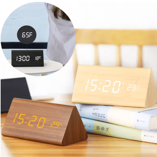 WoodSense: Designer Schreibtischuhr mit LED-Anzeige und Klatschfunktion – für moderne Wohnräume - Image 2