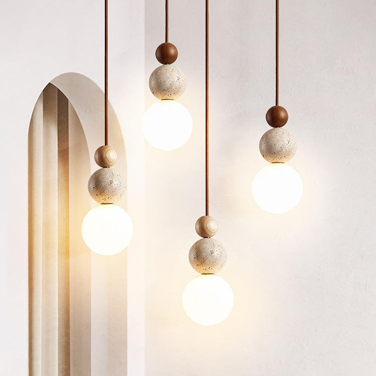 Travertine Pendant Light Minimalist Neutral-Style Hanging Light