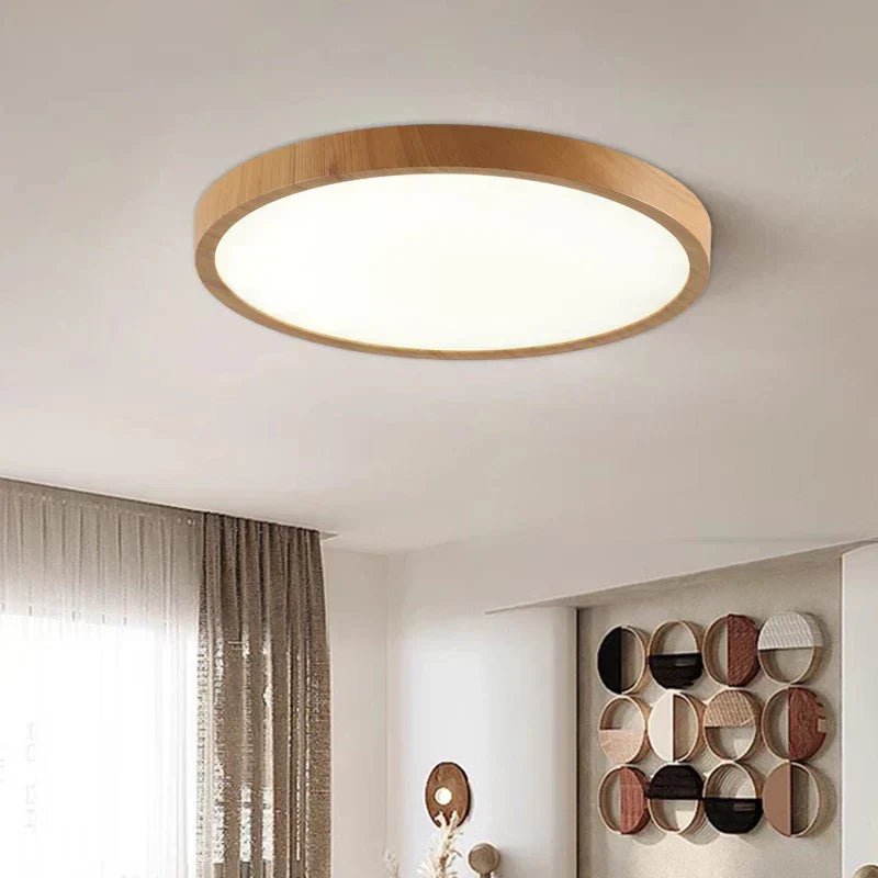 ZenHalo: LED Deckenleuchte mit Holzrahmen – Flache Deckenlampe im Japandi Design - Image 2