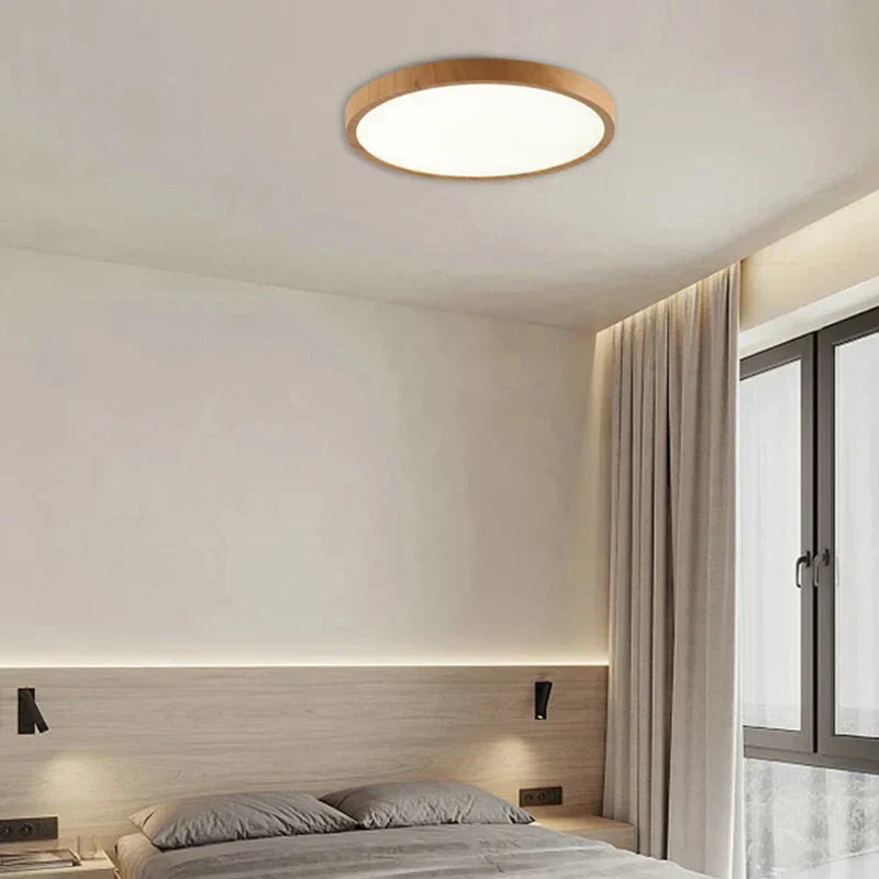 ZenHalo: LED Deckenleuchte mit Holzrahmen – Flache Deckenlampe im Japandi Design - Image 3