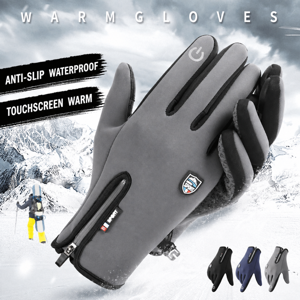 Waterproof Touchscreen Winter Gloves with Zipper Design