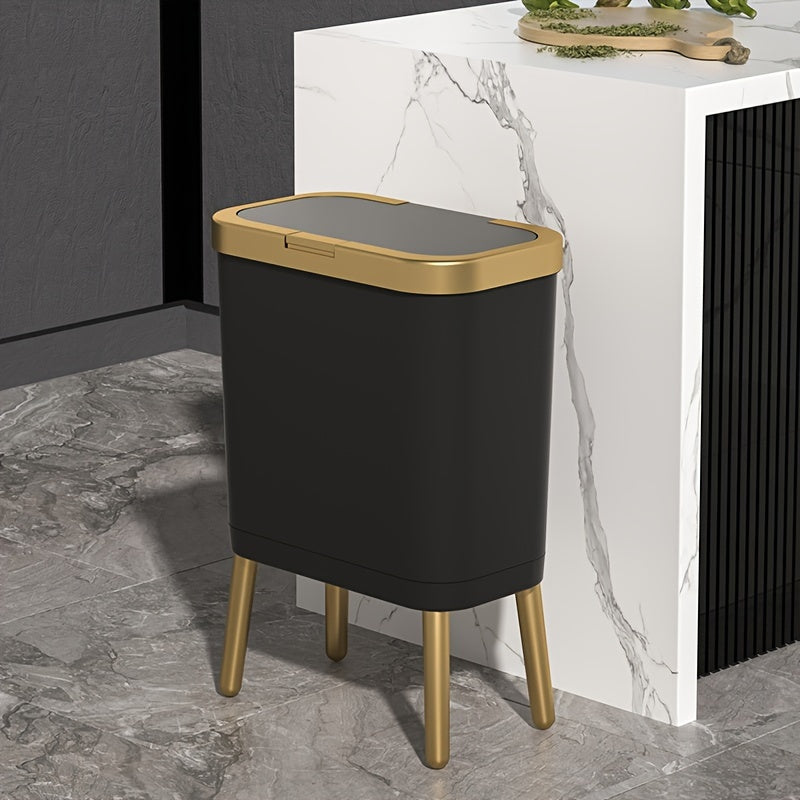 Kitchen Trash Can Lid Slim Odor Sealing Bathroom Waste Bin 15L - Image 14
