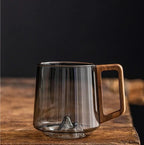 Large Modern Mug with Wooden Handle Stylish Cup for Daily Hot & Cold Drinks