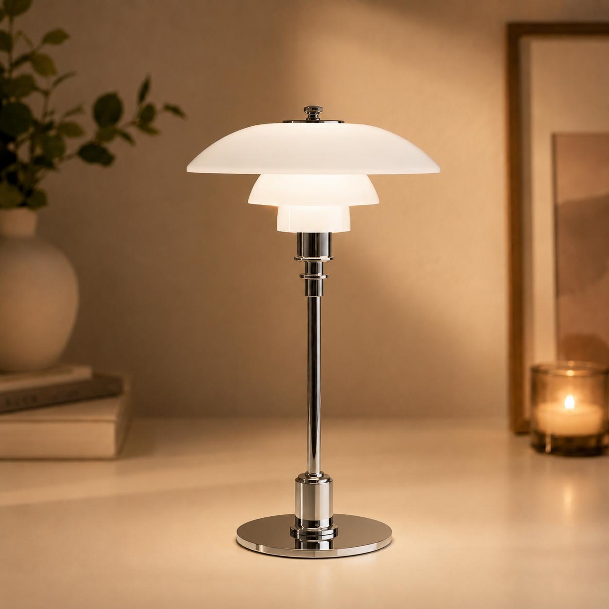 Scandinavian Bedside Table Lamp with Minimalist Glass Shade