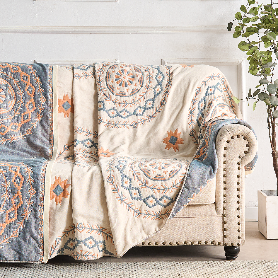Soft Multi‑Purpose Cotton Blanket with Mandala Design