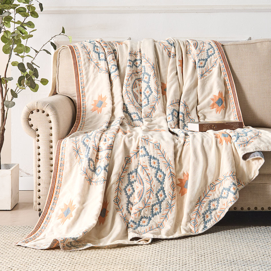 Soft Multi‑Purpose Cotton Blanket with Mandala Design